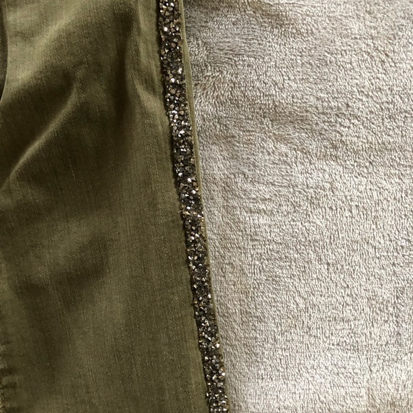 Zara Olive Green Skinny Jeans with Sparkle 2 - Picture 2 of 5